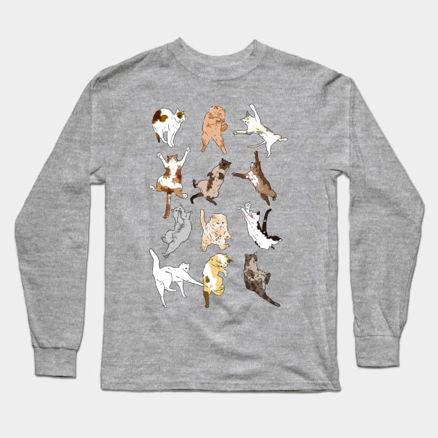 Cats Falling Long Sleeve T-Shirt by castrocastro